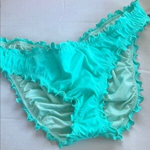 Victoria's Secret Swim Aqua Green Ruffle Bikini Bottom L